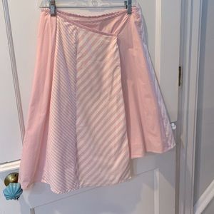 Elevenses Anthropologie Pink and White Wrap Skirt